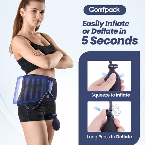 Back Ice Pack for Lower Back Pain with Compression Air Pump, Lumbar Support Brace with Hot Cold Therapy Gel Pack for