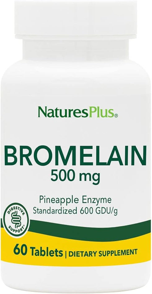 Natures Plus Bromelain 500 mg, Natural Proteolytic Supplement, 60 Vegetarian Tablets