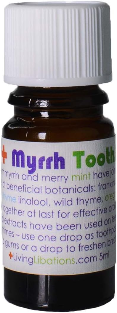 Living Libations Organic Mint + Myrrh Tooth Serum - Natural, Wildcrafted, Vegan Clean Beauty (0.17 fl oz)