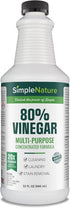 SimpleNature 80% Vinegar (32 fl oz) - Super Concentrated Vinegar for Heavy-Duty Cleaning