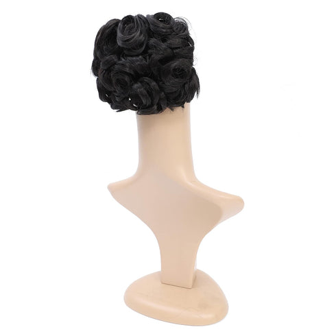 SWACC Short Messy Curly Dish Hair Bun Extension, Easy Stretch Hair Combs Clip in Ponytail Extension (Natural Color