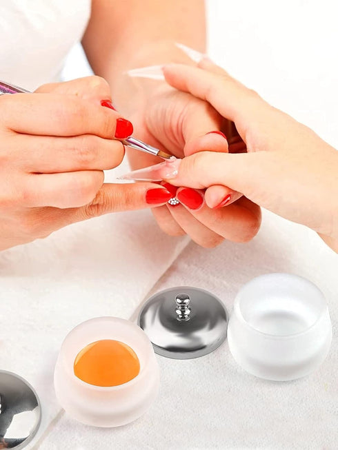 TOROKOM 2Pcs Dappen Dish Glass Monomer Dish with Lid for Acrylic Nails, Liquid Powder Holder, Matte Damping Dish