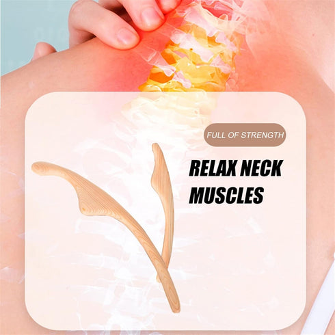 MObyat Slimming 1Set 2Pcs-Set Professional Natural Wood Scraping Stick Scraper for Fat Burner Back Shoulder Neck Waist