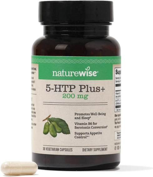NatureWise 5-HTP 200mg | Vegan Supplement from Griffonia Seeds with Vitamin B6 | 30 Count