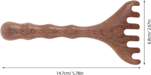 TOPPERFUN 2pcs Set, Wooden Massage Comb Sandalwood Five-Claw Scalp Massager and Gua Sha Tool for Head, Neck, and Hair