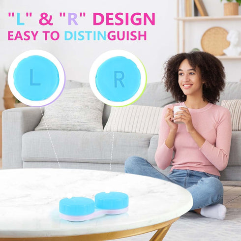 12 Pack Colorful Contact Lens Case Box Holder, Soak Storage Kit