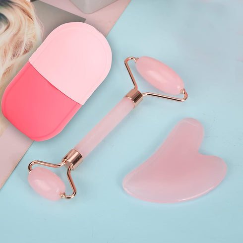 Facial Skincare Ice Roller Mold, Ice Roller for Face and Eye, Beauty Cube for Skin Brightening, Pink Set