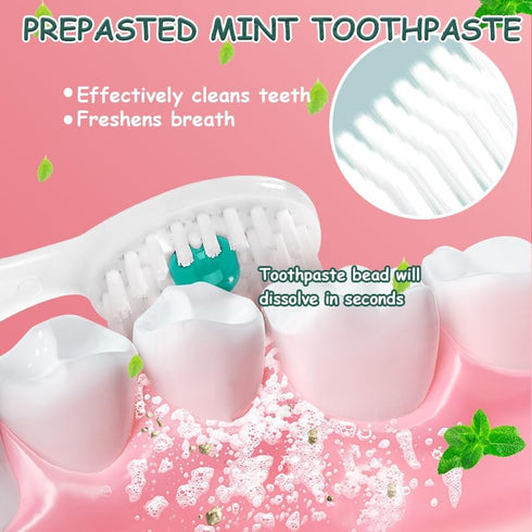 JOUGE 20pcs 20) Mini Brushes-Disposable Toothbrushes with Toothpaste Portable for Work Travel Camping Hiking