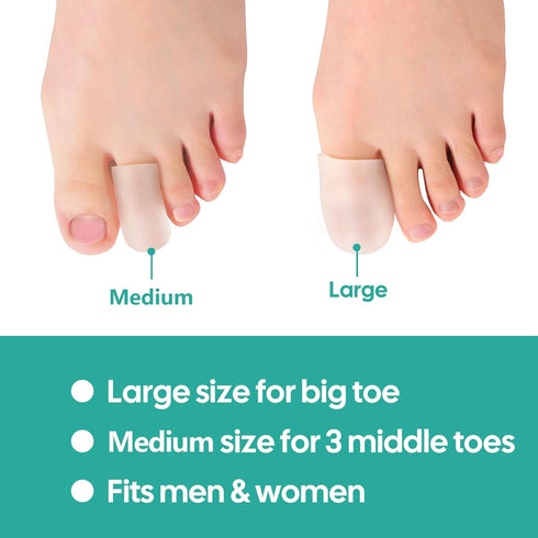 Welnove Gel Toe Cap and Protector, 12-Pack Aloe Vera Infused Silicone Toe Covers for Pain Relief