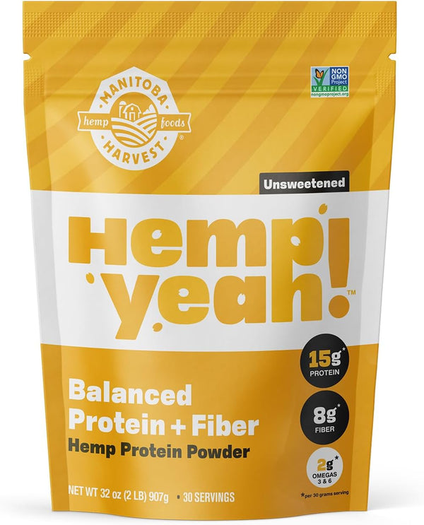 Manitoba Harvest Hemp Yeah! Balanced Protein + Fiber Powder - Unsweetened, Keto Friendly, 32 Ounce