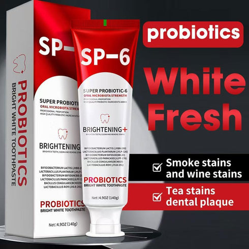 SP-6 6 4.9oz (2 Pack) Probiotic Whitening Toothpaste Advanced Formula with Probiotics for Teeth Whitening & Gum Health