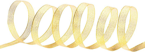 Molshine 50 Yard (2 Rolls) Golden Organza Ribbons, Shimmer Sheer Thin Glitter for DIY Crafts, Gift Wrapping