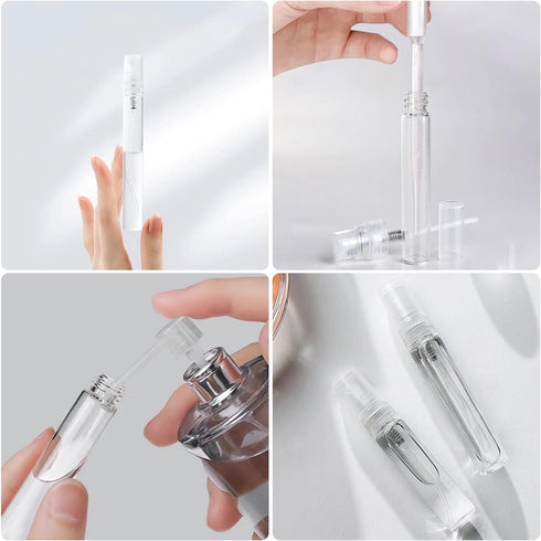 Mini Spray Bottle, 5 Pcs 10ml Clear Perfume Bottle with 3 Pcs Transfer Pipettes, Refillable Atomizer for Travel