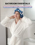 YIZIJIZI Terry Lined Shower Cap, Triple Layer Large Reusable Waterproof Cap for Long Thick Hair, Blue