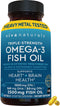 Viva Naturals Triple Strength Omega 3 Fish Oil Supplement - 2500 mg Fish Oil with Re-Esterified Omega 3 Fatty Acids