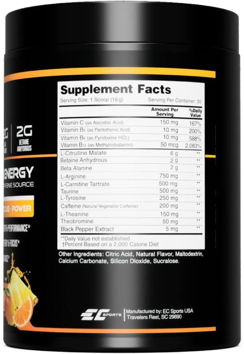 OptiForce Pre-Workout Tropical Blast Supplement Powder, Clean Energy & Natural Caffeine (30 Servings)