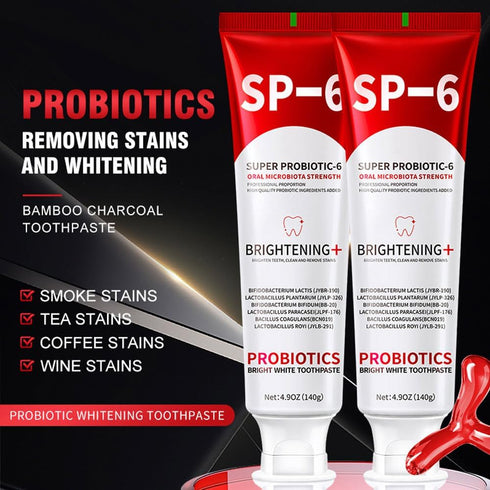 SP-6 6 4.9oz (2 Pack) Probiotic Whitening Toothpaste Advanced Formula with Probiotics for Teeth Whitening & Gum Health