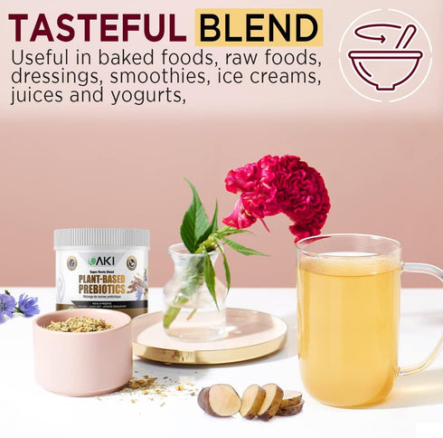 AKI Plant-Based Prebiotic Blend - 6 oz / 170 g, Ideal Source of FOS & Inulin for Intestinal Flora & Immunity, Vegan