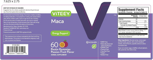 Gummies 60 Count Viteey Black Maca Root - Drive, Passion & Energy Support - Black Maca Root for Men & Women - Vegan