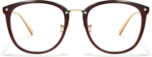 Cyxus TR90 Cat Eye Women Eyewear Frames - Round Stylish Retro Metal Blue Light Glasses, UV Blocking