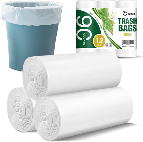JOYEUX Small Trash Bags, 1.2 Gallon, 90 Count, Mini Garbage Bags for Bathroom, Home Office Trash Can Liners