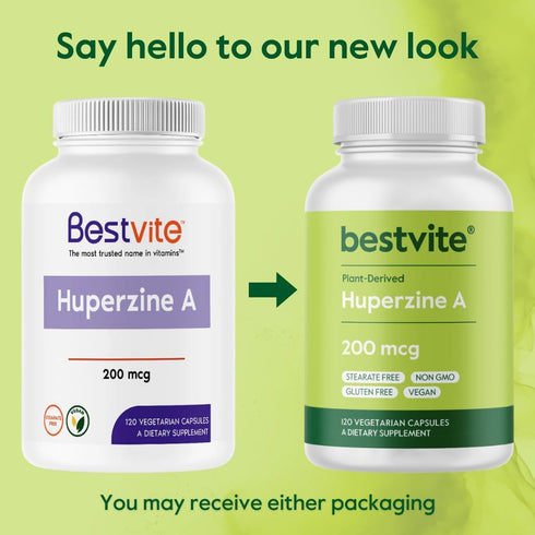 BESTVITE Huperzine A 200mcg, 120 Vegetarian Capsules, Naturally Derived, Vegan, Non-GMO, Gluten Free