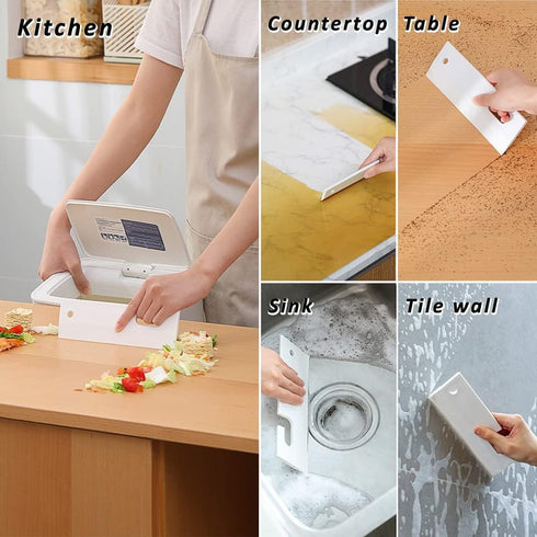 White Silicone Squeegee with Hanging Hole, Flexible Water Blade for Cleaning Kitchen Countertops, Bathroom Mirrors, 2PCS