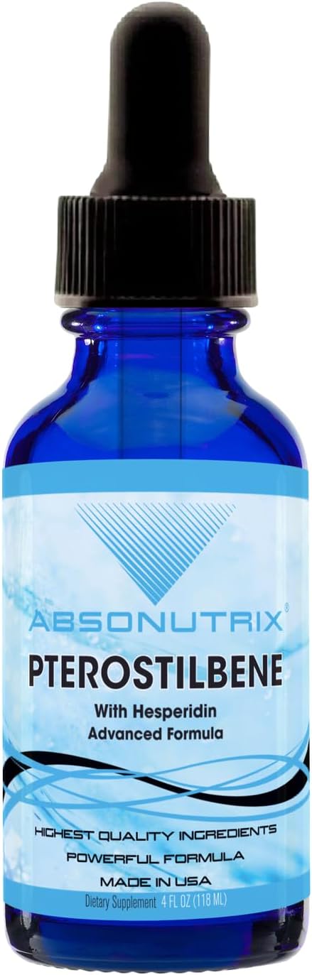 Absonutrix Pterostilbene with Hesperidin 390 mg, 4 Oz Liquid, 300 Servings, Non-GMO, Quick Absorption