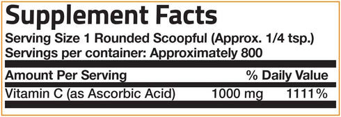 Vitamin C Powder Pure Ascorbic Acid, 1 Pound | Non-GMO Crystals for Healthy Immune System and Cell Protection