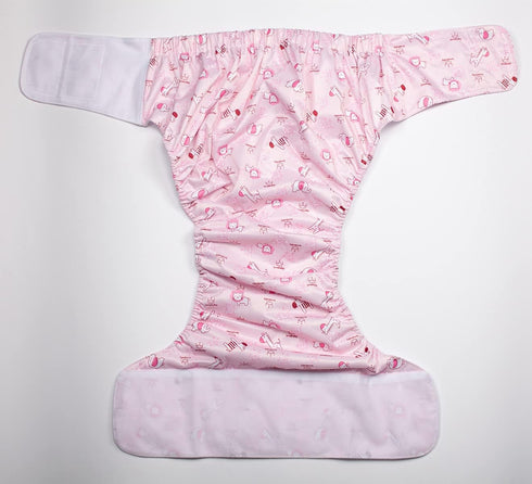 Sigzagor 26in 50in)) Adult Cloth Diaper Reusable Washable Hook and Loop (Pink Animals (Large