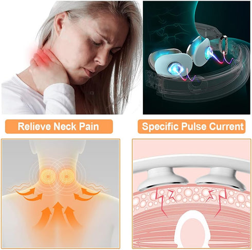Neck Massager with Heat, Intelligent Portable Neck Massager for Pain Relief, Cordless Pulse with Voice Broadcast & 6