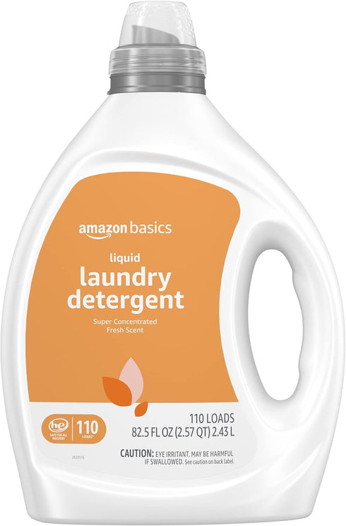 Amazon Basics Concentrated Liquid Laundry Detergent, Fresh Scent, 110 Count, 82.5 Fl Oz (Previously Solimo)