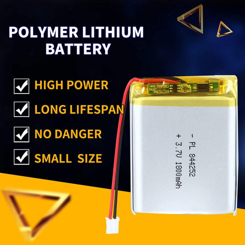3.7V 1800mAh 844252 Lipo Battery Pack, Rechargeable Lithium Polymer Ion Battery with JST Connector