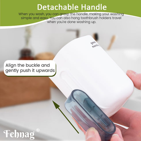 Toothbrush Travel Case, Holder and Rinse Cup with Handle, Multifunctional Toothbrush Cup, Large Capacity (Purple +