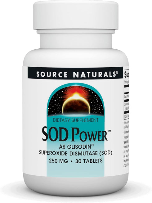 Source Naturals SOD Power As Glisodin, Superoxide Dismutase, Dietary Supplement, 250mg, 30 Tablets