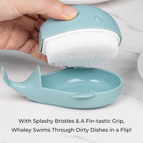 Whale Dish Brush Cute Whale Scrub Brush for Dishes & Veggies, Palm Cleaning Brush, Funny Kitchen Gadget, Sink