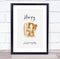 The Card Zoo New Baby Birth Details Christening Nursery Bear Initial H Keepsake Gift Print