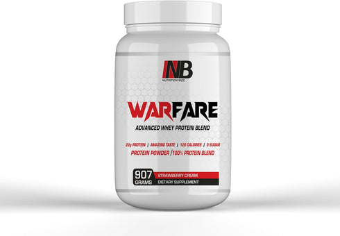Warfare 2 lbs Advanced Whey Protein Blend, 22g Protein per Serving, Amazing Flavors (Strawberry Cream, 2 lbs)
