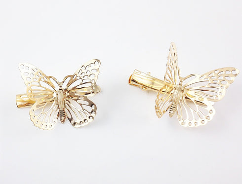 Yueton Pack of 2 Golden Butterfly Hair Clip Hair Accessories, Bride Headwear Hair Clips