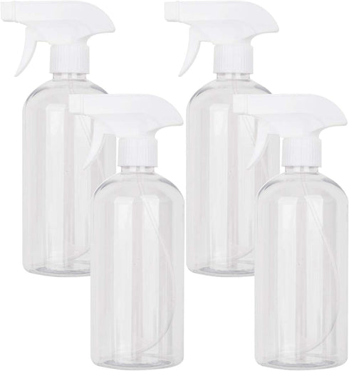 UUJOLY 17 oz Clear Plastic Spray Bottle Trigger, Refillable Container for Water, Essential Oils, Hair, 4 Pack