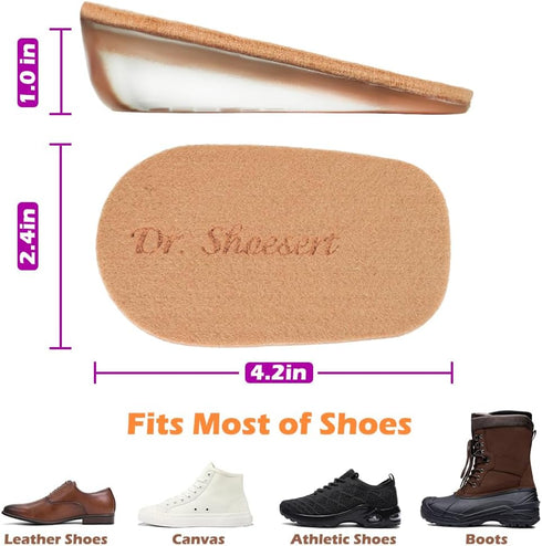Height Increase Insoles for Men and Women, Wool Felt Gel Heel Cushion Inserts for Pain Relief, Small, Apricot