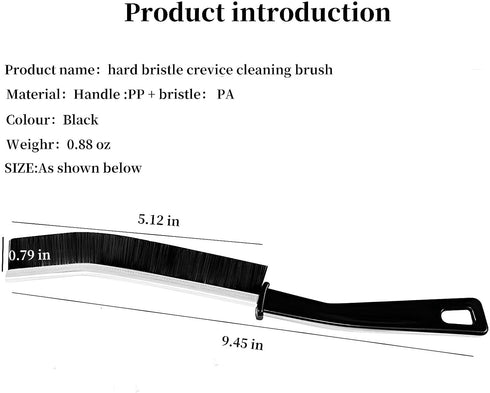Crevice Cleaning Brush, Hard Bristle Tool for Small Gaps, Effective for Kitchen, Toilet, and Window Cleaning (12), Black