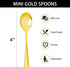 Qeirudu 4 Inch Gold Plastic Mini Spoons, 100 Pack Disposable Tasting Spoons Heavy Duty Small Dessert Spoons for Party Dessert Shooters, Food Samples, Appetizers, Ice Creams, Puddings