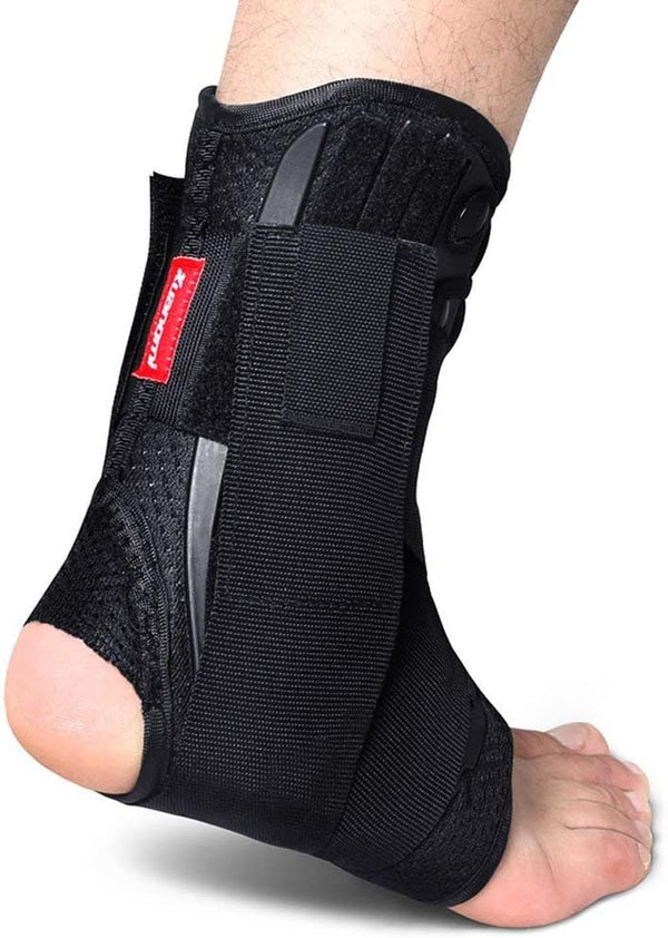 Kuangmi Adjustable Ankle Brace Stabilizers for Sports Protection, Sprained Ankle Recovery (1 Piece, L)