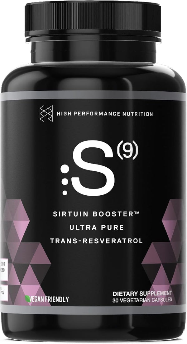 HPN S(9) Sirtuin Booster Ultra Pure Trans Resveratrol - Healthy Aging Antioxidant Supplement, 30 Capsules