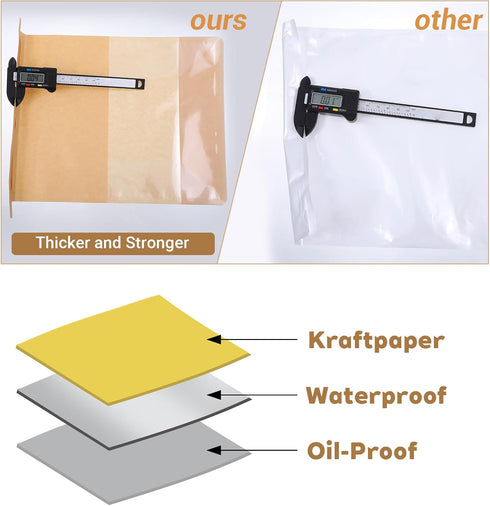 Limbeuuu 100 Packaging 11.2 4.3 8.7 Pcs Heavy Duty Large Paper Bread Bags with Tin Tie Tab Lock, Loaf Bag with Clear