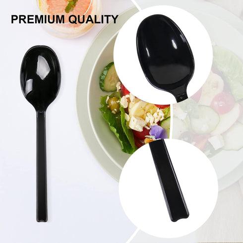 100pcs Heavy Duty Disposable Plastic Spoons, Individually Wrapped Bulk - Ideal for Parties, Restaurants, Travel &