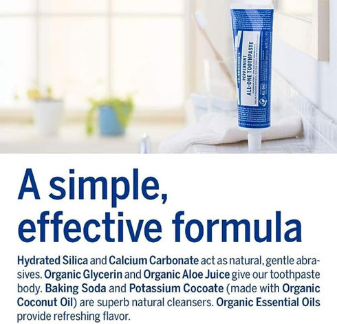 Dr. Bronner’s - All-One Toothpaste (Peppermint, 5 Ounce, 3-Pack) - Natural, Effective, Vegan, Fluoride-Free