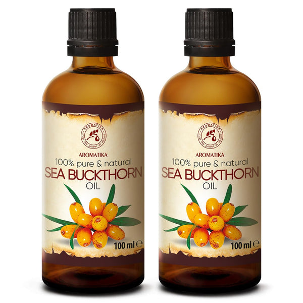 Sea Buckthorn Oil, 2pack of 2 x 3.4oz, Cold Pressed, Pure & Natural Carrier Oil for Hair, Face, Body Care