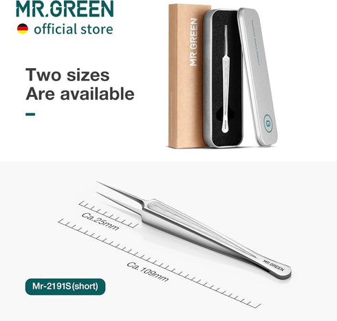 MR.GREEN Ingrown Hair Tweezers - Needle Nose Pointed Tips for Eyebrows, Splinters, Blackhead Removal